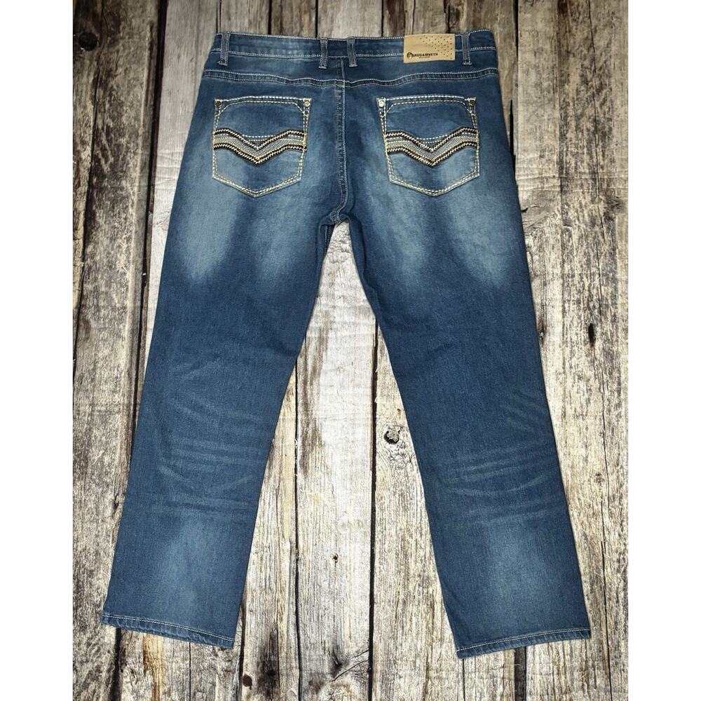 Rags & Rivets Men’s Western Jeans Denim Straight Leg Size 36 X 30